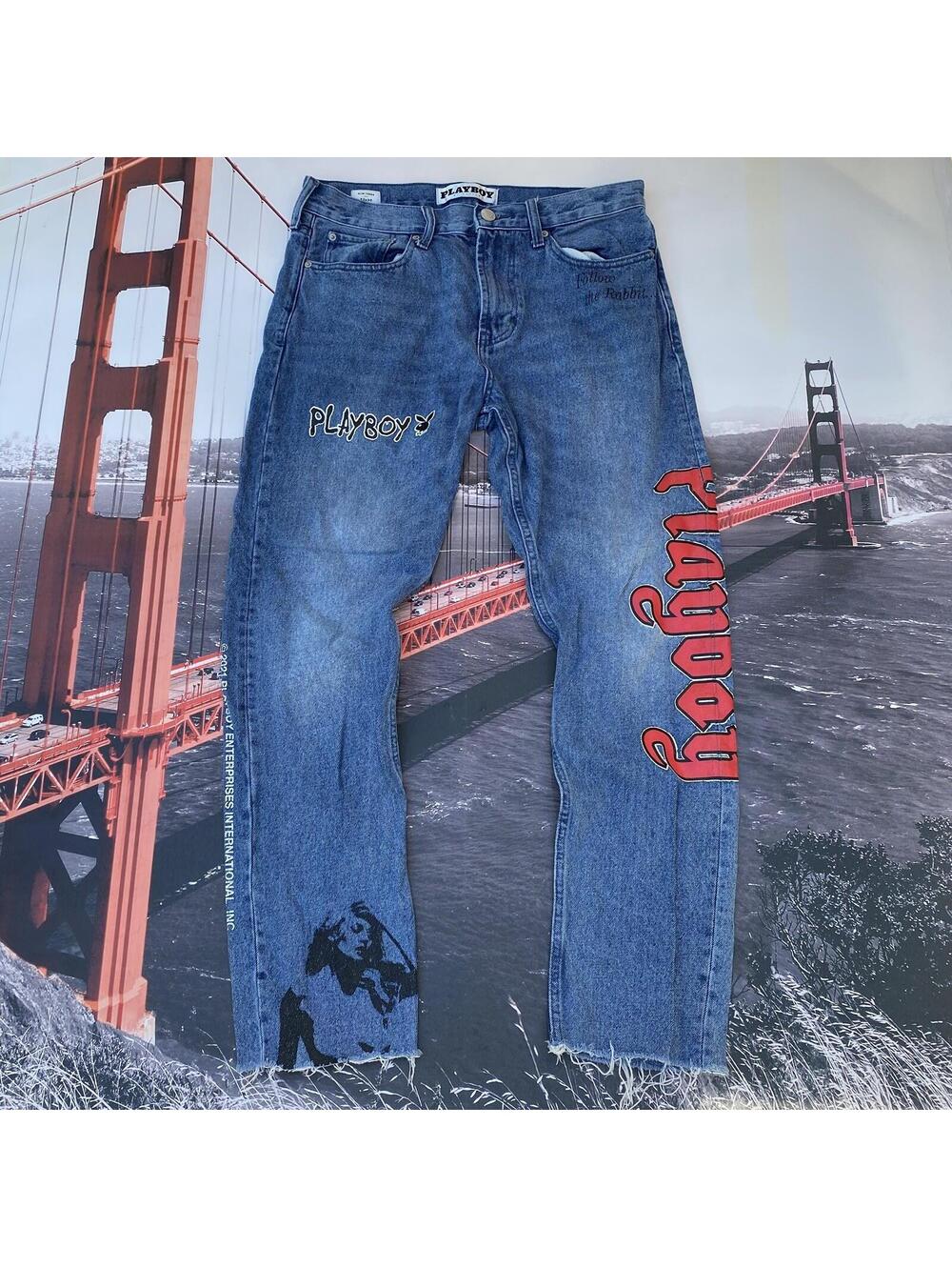 Playboy x Pacsun "Follow the Rabbit" Blue Jeans Mens 32x30 Slim Taper Denim